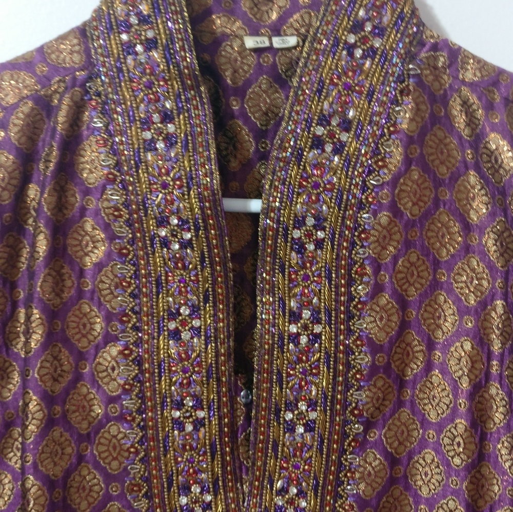 Purple embroidered mens punjabi